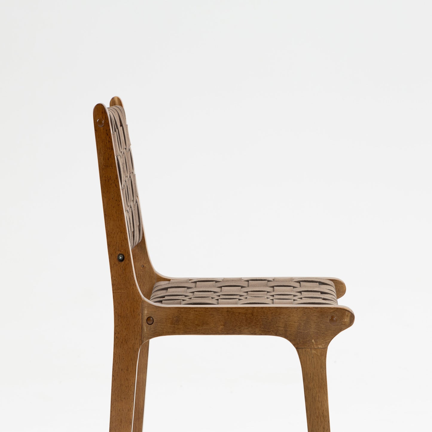 Counter Stool with Leather Woven and Wood Frame, Set of 2