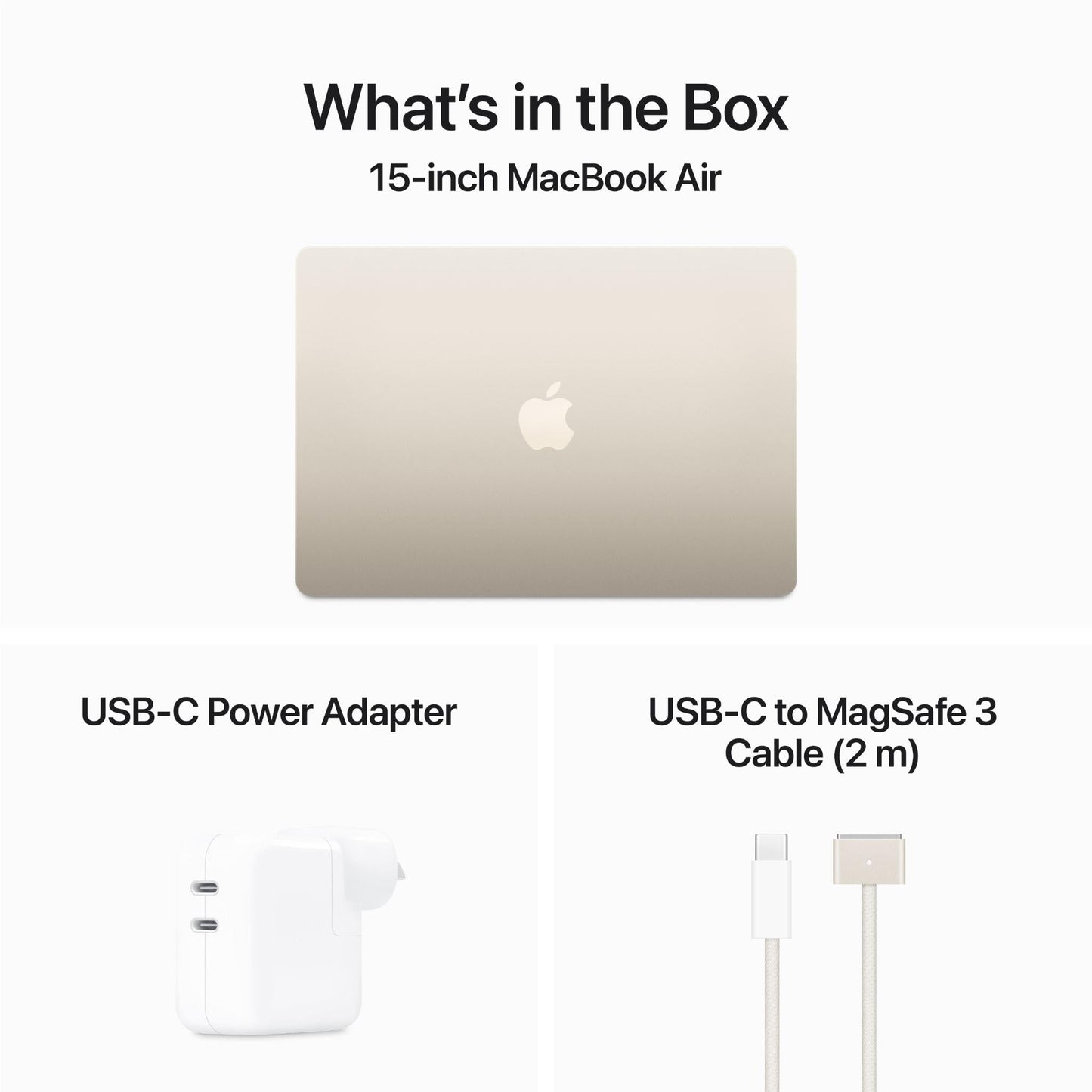 Apple MacBook Air 15-inch with M3 Chip, 256GB/16GB (Starlight)