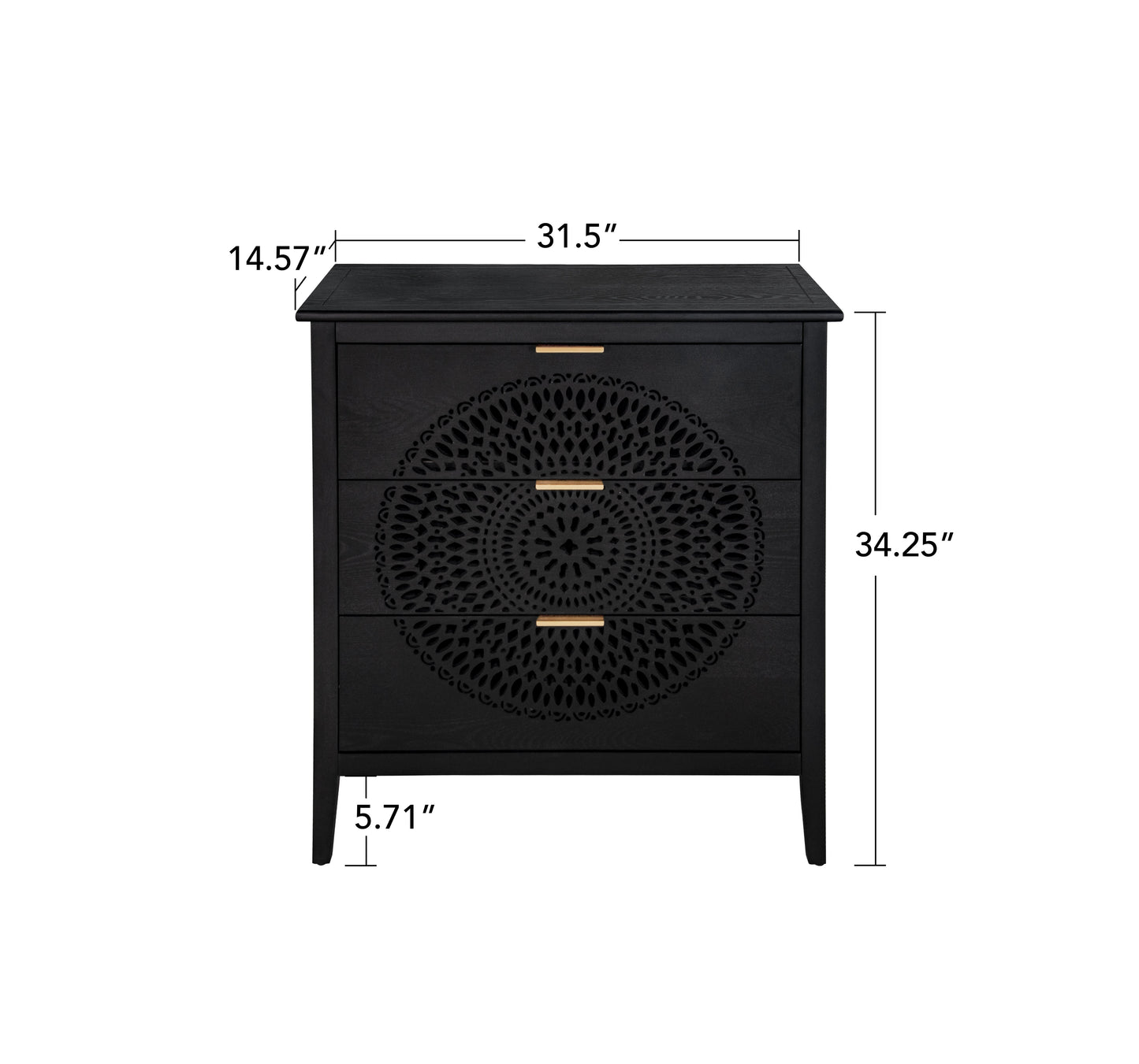 Abundanz 3-Drawer Dresser with Hollow Pattern and Metal Handle