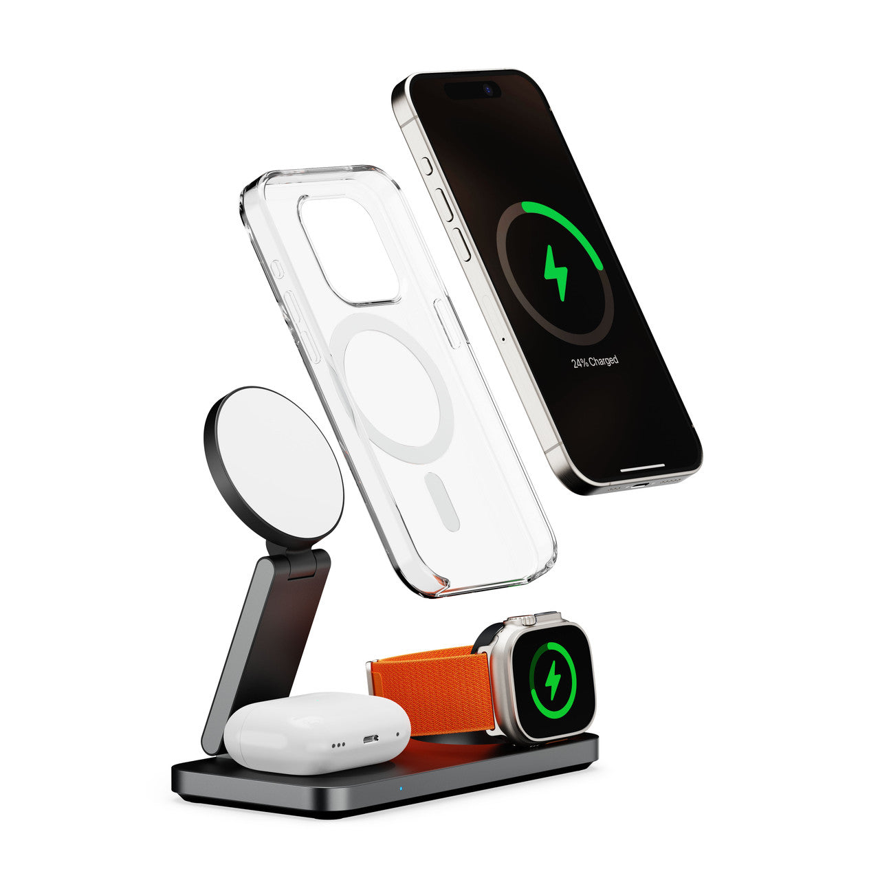 ChargeCore 3-in-1 Wireless Charging Stand (Black)