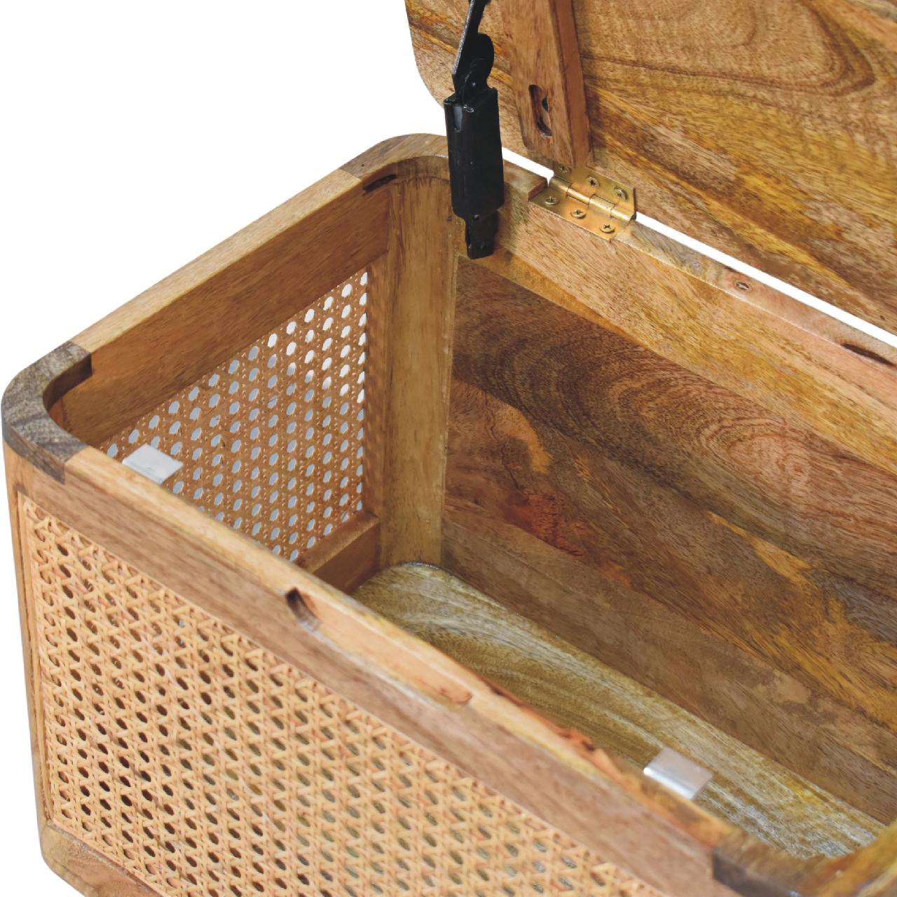 Decipher Wood and Rattan Lid-up Storage Stool