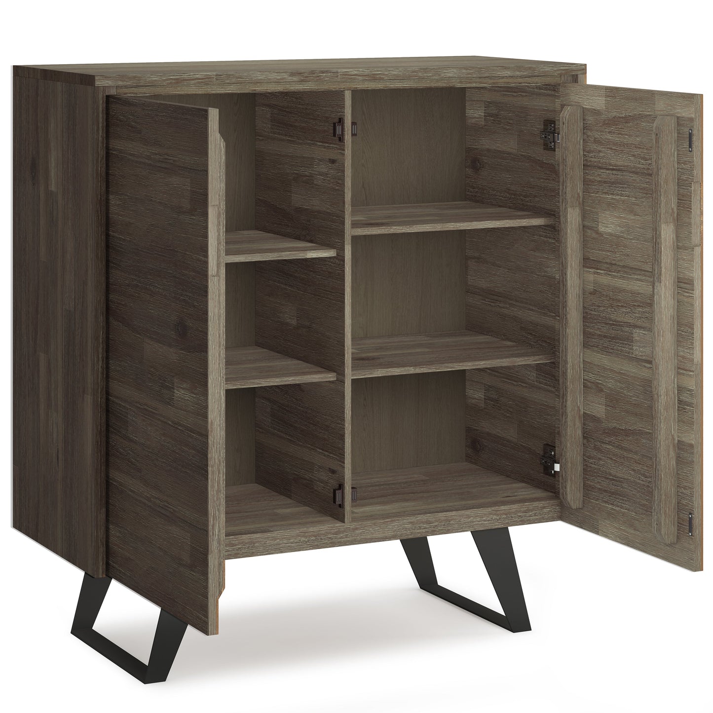 Passage 2-Door Storage Cabinet with 4 Adjustable Shelves and Metal Angled Legs