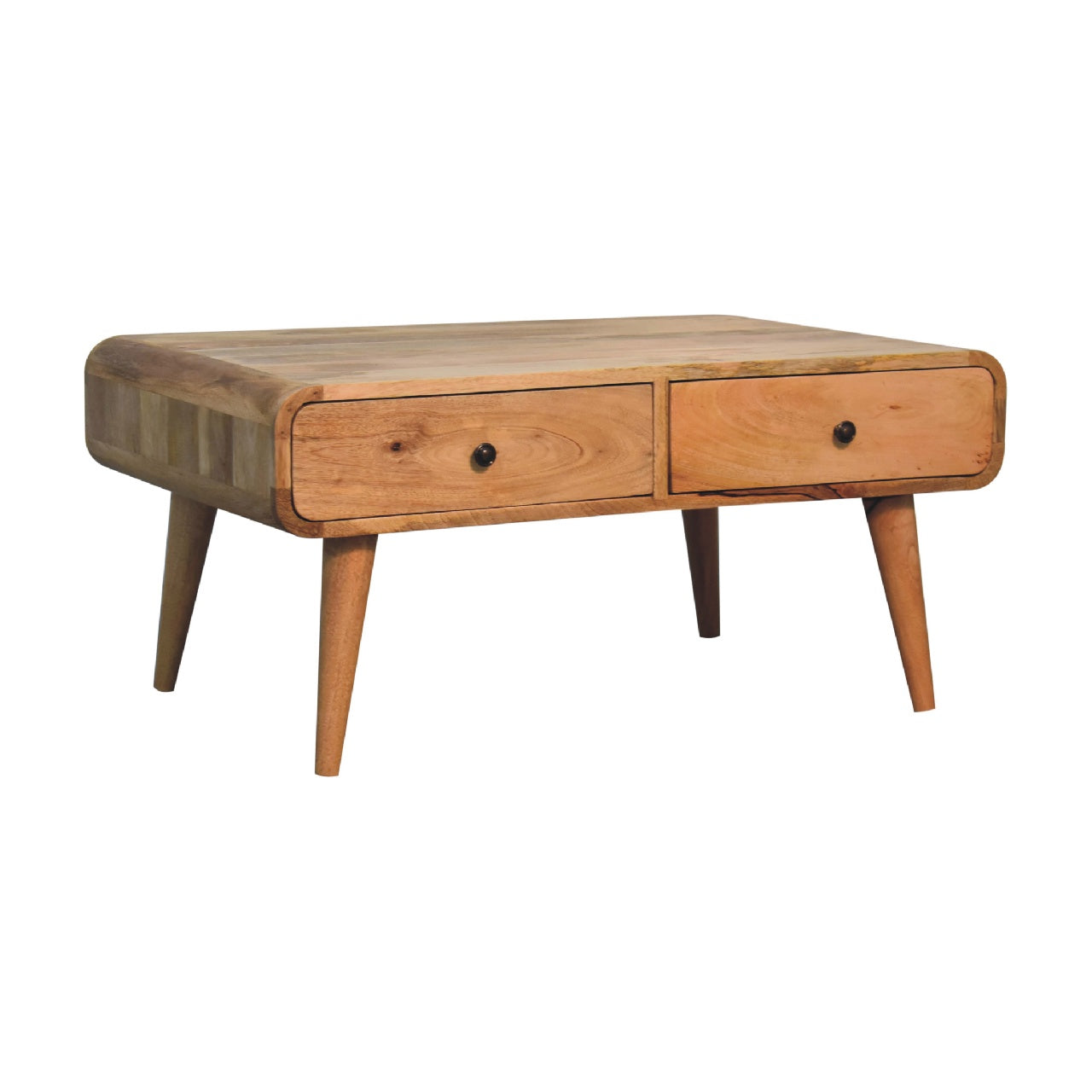 Coffee Table with 4 Drawers and Curved Frame