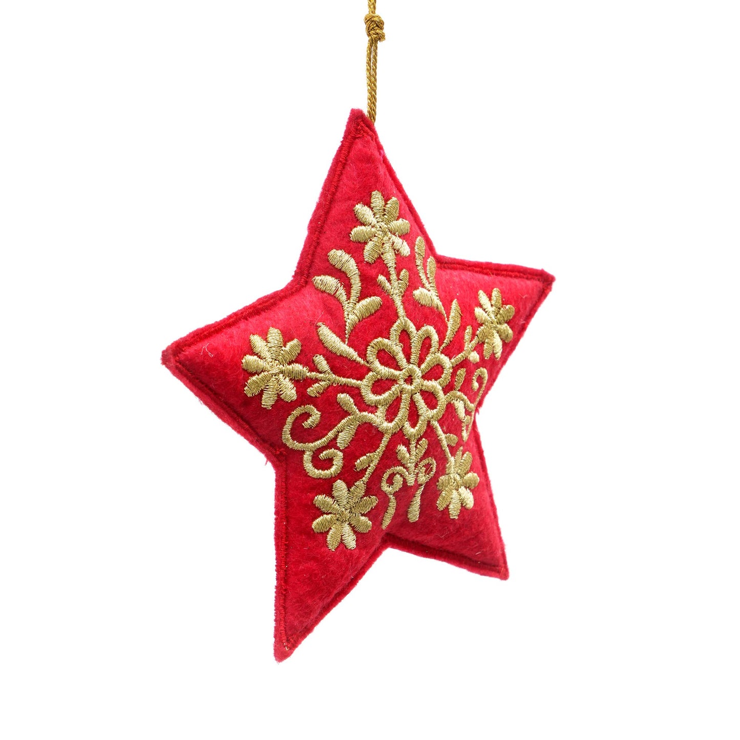 Thread Embroidered Star Ornament, Set of 6