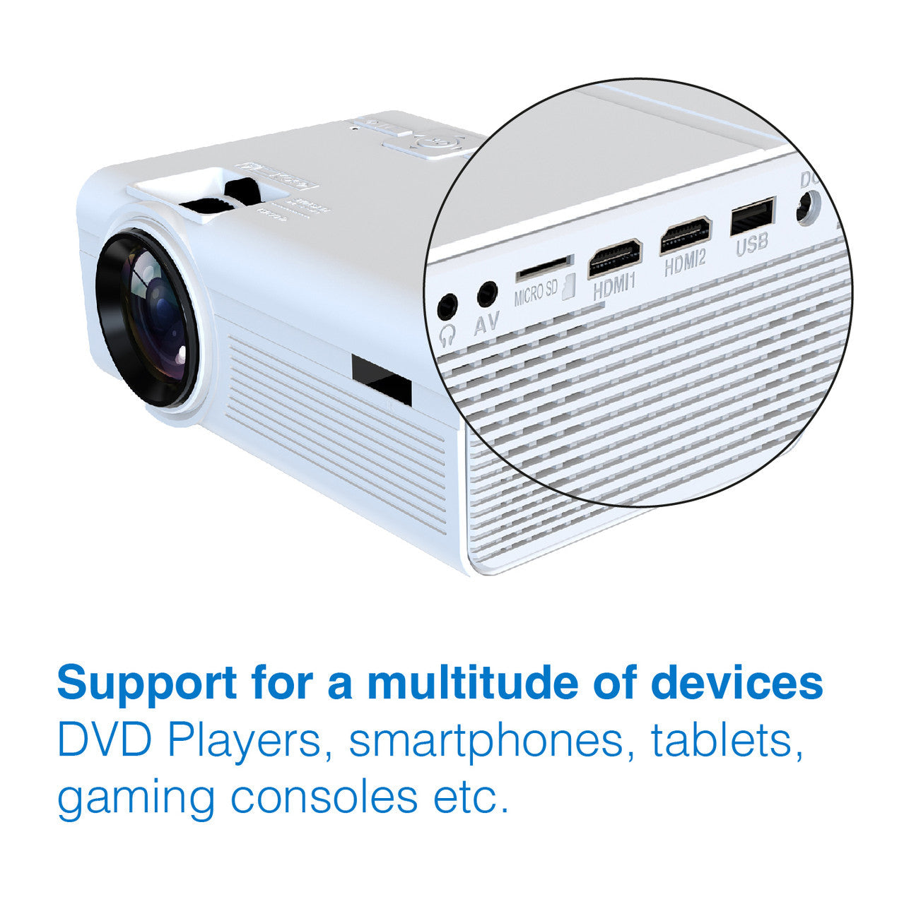 Laser 720P LED Projector Home Cinema with Screen (White)