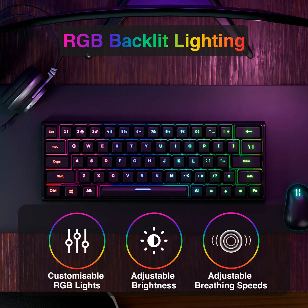Laser Gaming Mini Mechanical Keyboard with RGB Backlight (Black)