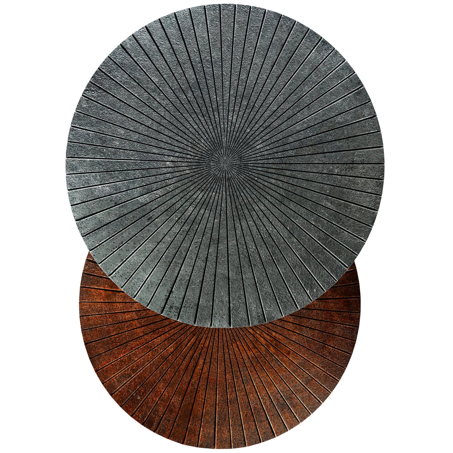 2-Piece Nesting Table Set with Etched Top and Round Base