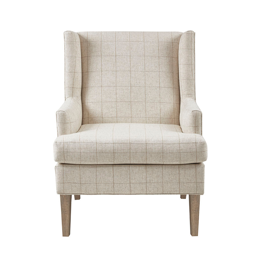 Upholstered Accent Chair with Wing Back and Recessed Arms