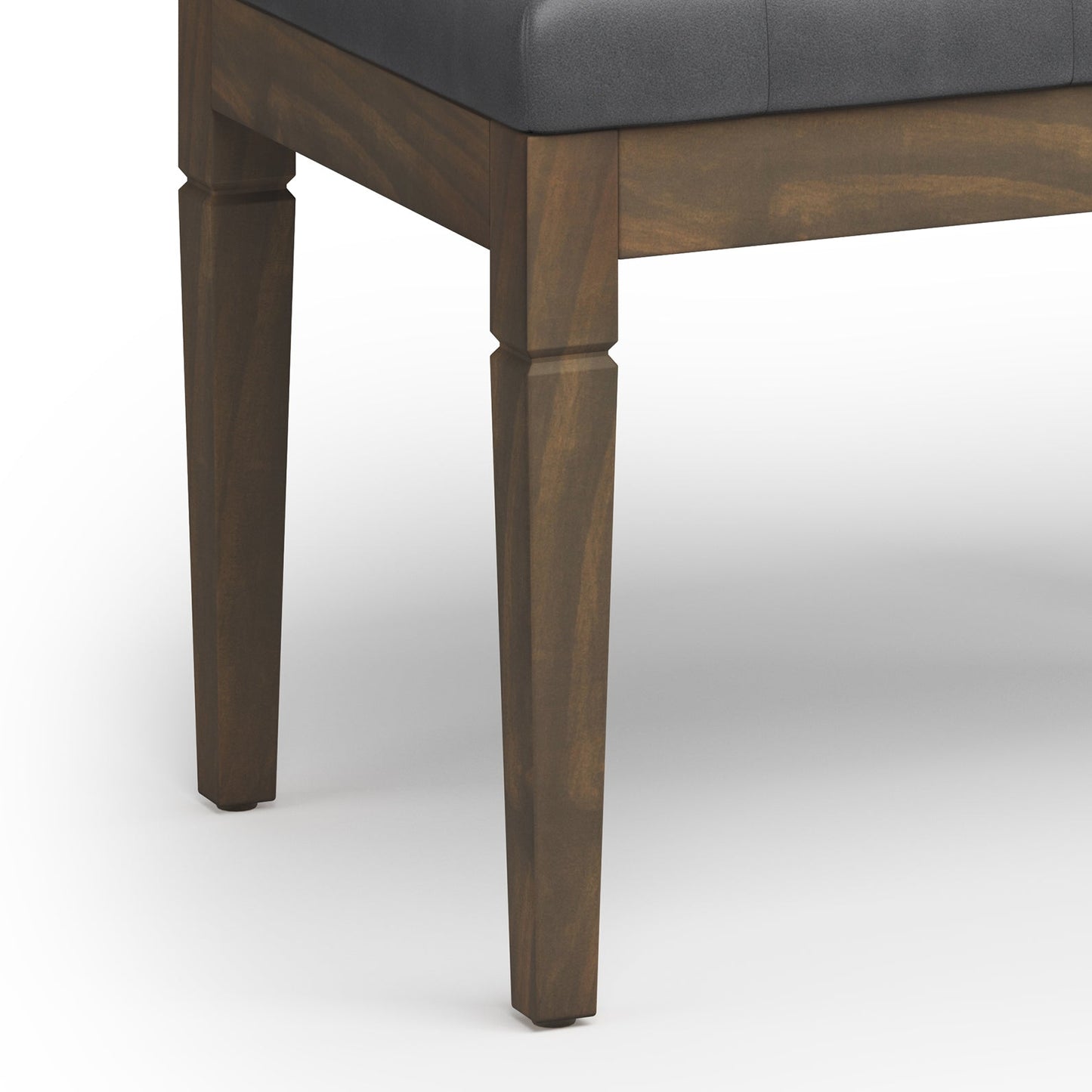 Flourishing Small Upholstered Tufted Ottoman Bench with Carved Legs