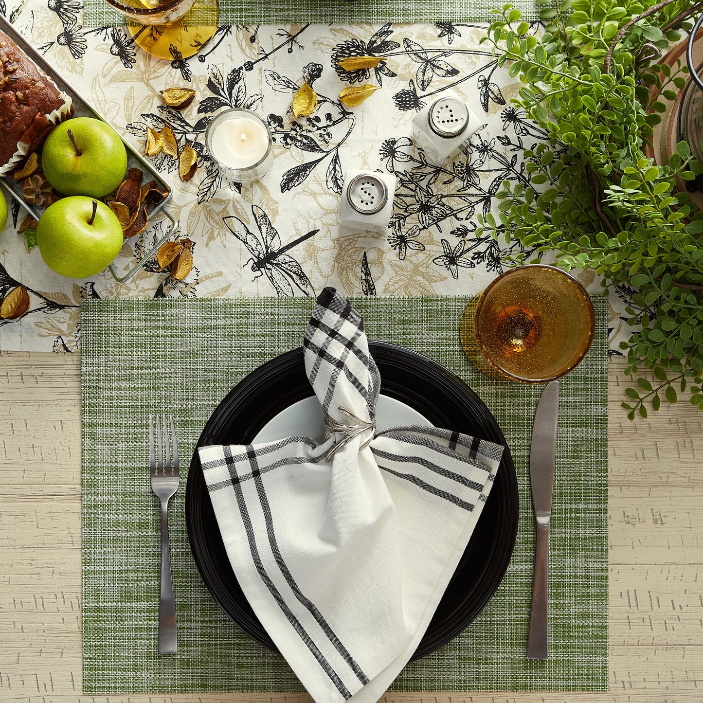 Crosshatched 13X18" Nautical Blue Tweed Woven Vinyl And  Pvc Coated Polyester Placemat Set Of 6