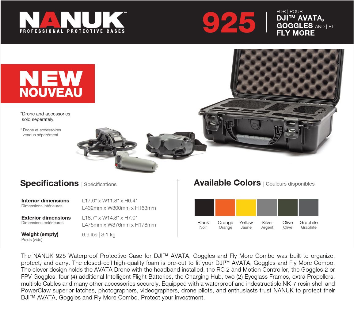 Nanuk 925 Case for DJI Avata with Goggles and Fly More (Black)