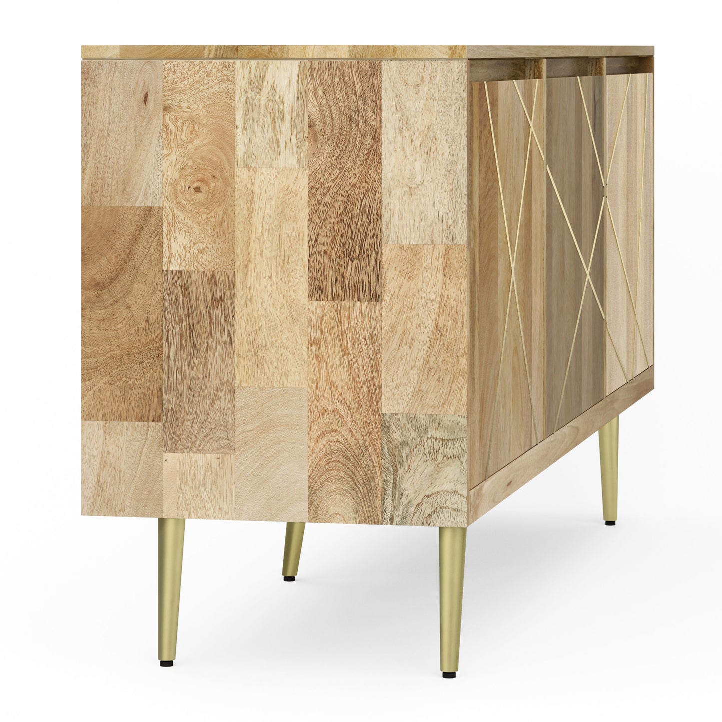 Graceful 3-Door Buffet Cabinet with Adjustable Shelves and Metal Legs