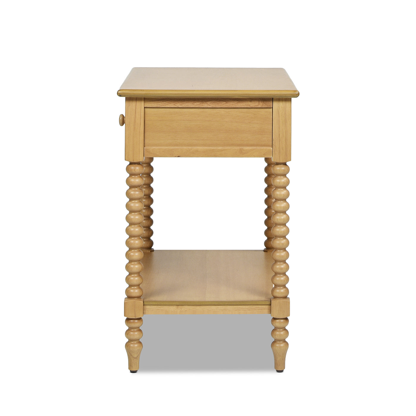28" Side Table with Turned Legs, Shelf and Drawer