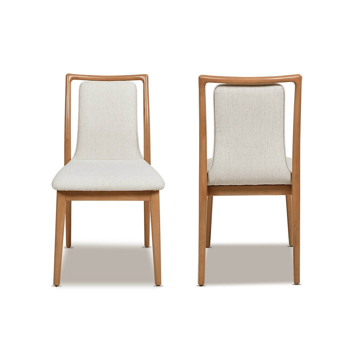 Upholstered Dining Chair with Rubberwood Frame and High Back, Set of 2