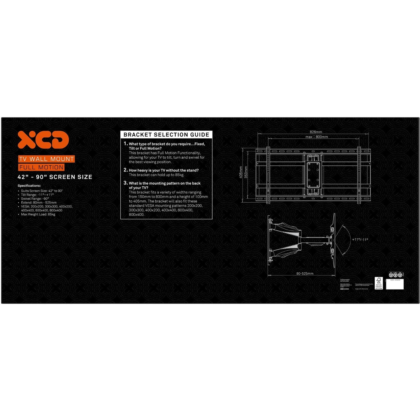XCD Extra Large Full Motion Wall Mount (42-90")