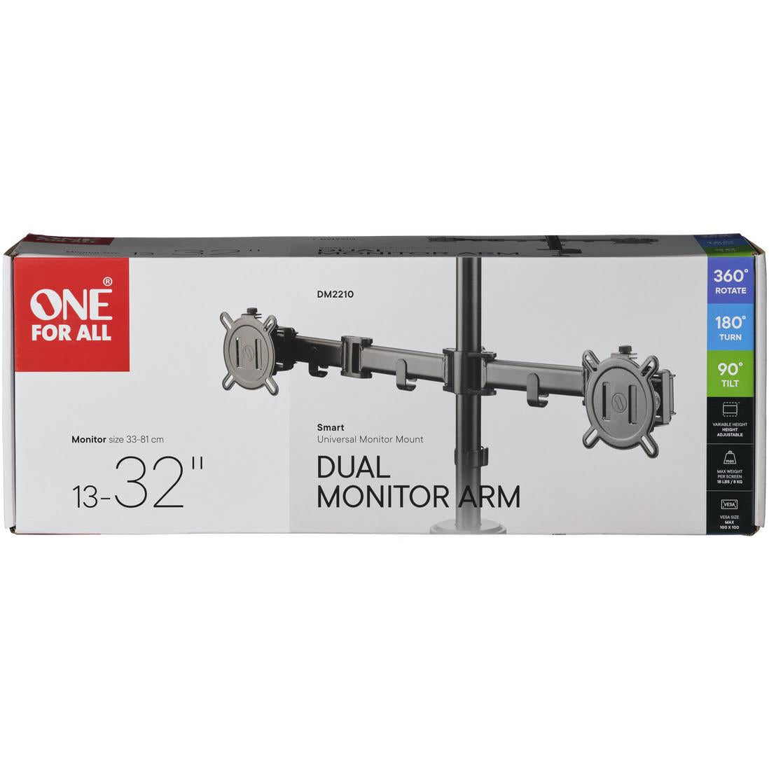 One For All Smart series Dual Monitor Arm (Black)