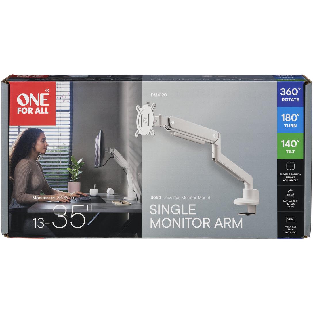 One For All Solid Series Single Monitor Arm (White)
