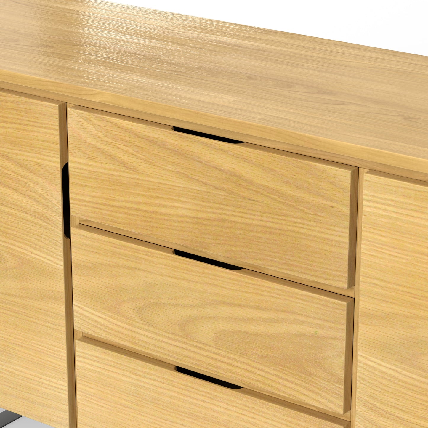 Peak 2-Door Buffet Cabinet with 3 Drawers and Metal Angled Legs