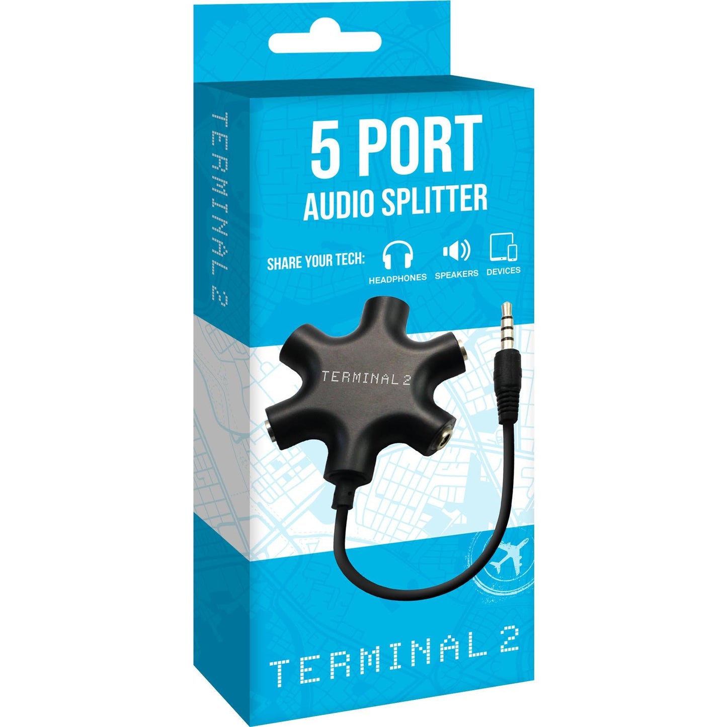 Terminal 2 Headphone Audio 3.5mm 5 Way Splitter