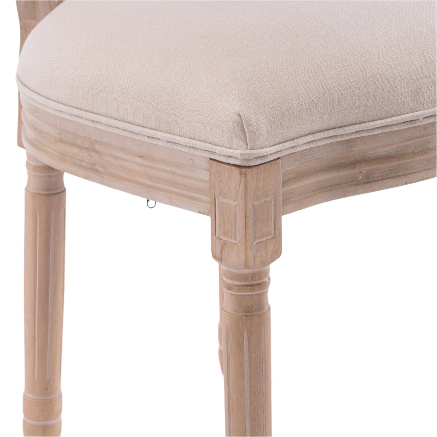 Upholstered Dining Chair with Oval Back and Solid Wood Frame, Set of 2