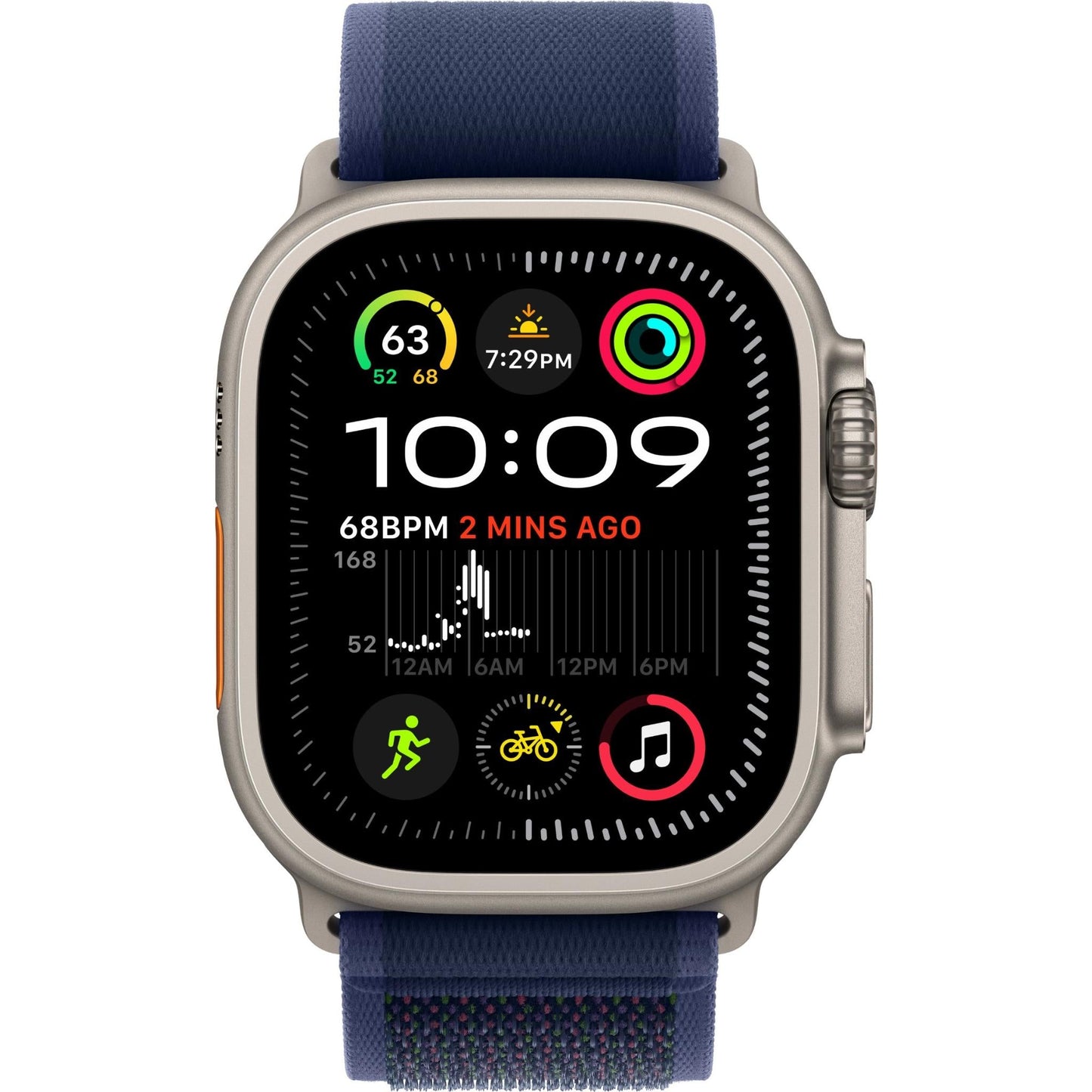 Apple Watch 49mm [Blue] Trail Loop [M/L] [Natural Titanium Finish]