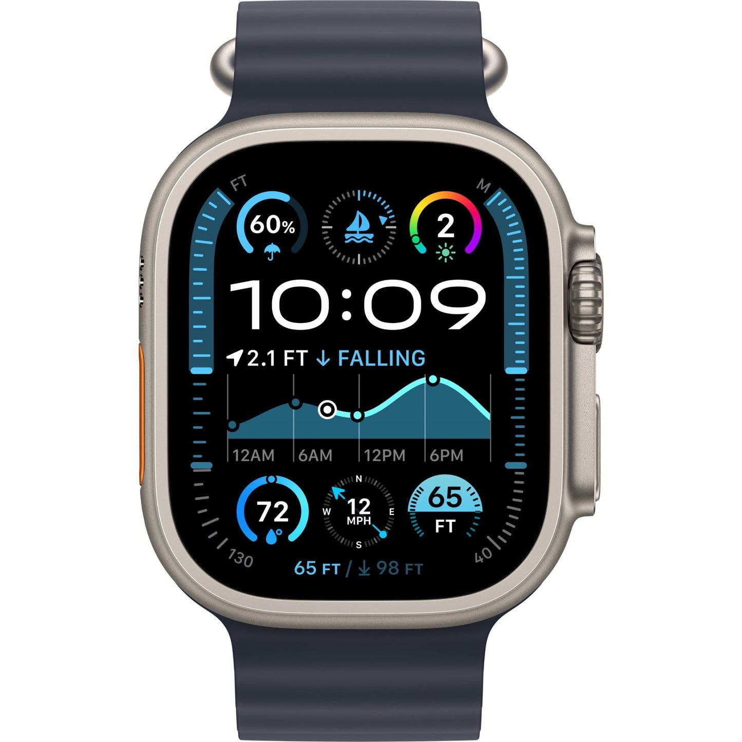 Apple Watch 49mm [Navy] Ocean Band Extension [Black Titanium Finish]