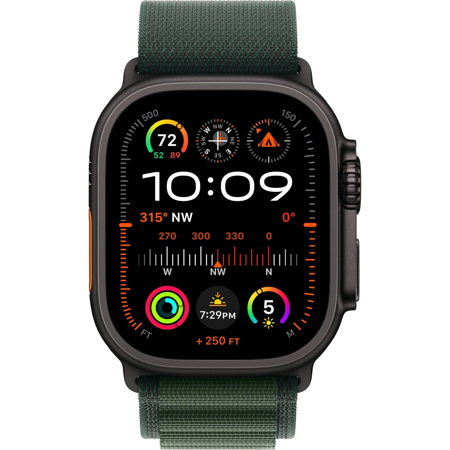 Apple Watch 49mm [Dark Green] Alpine Loop [Medium]- [Black Titanium Finish]
