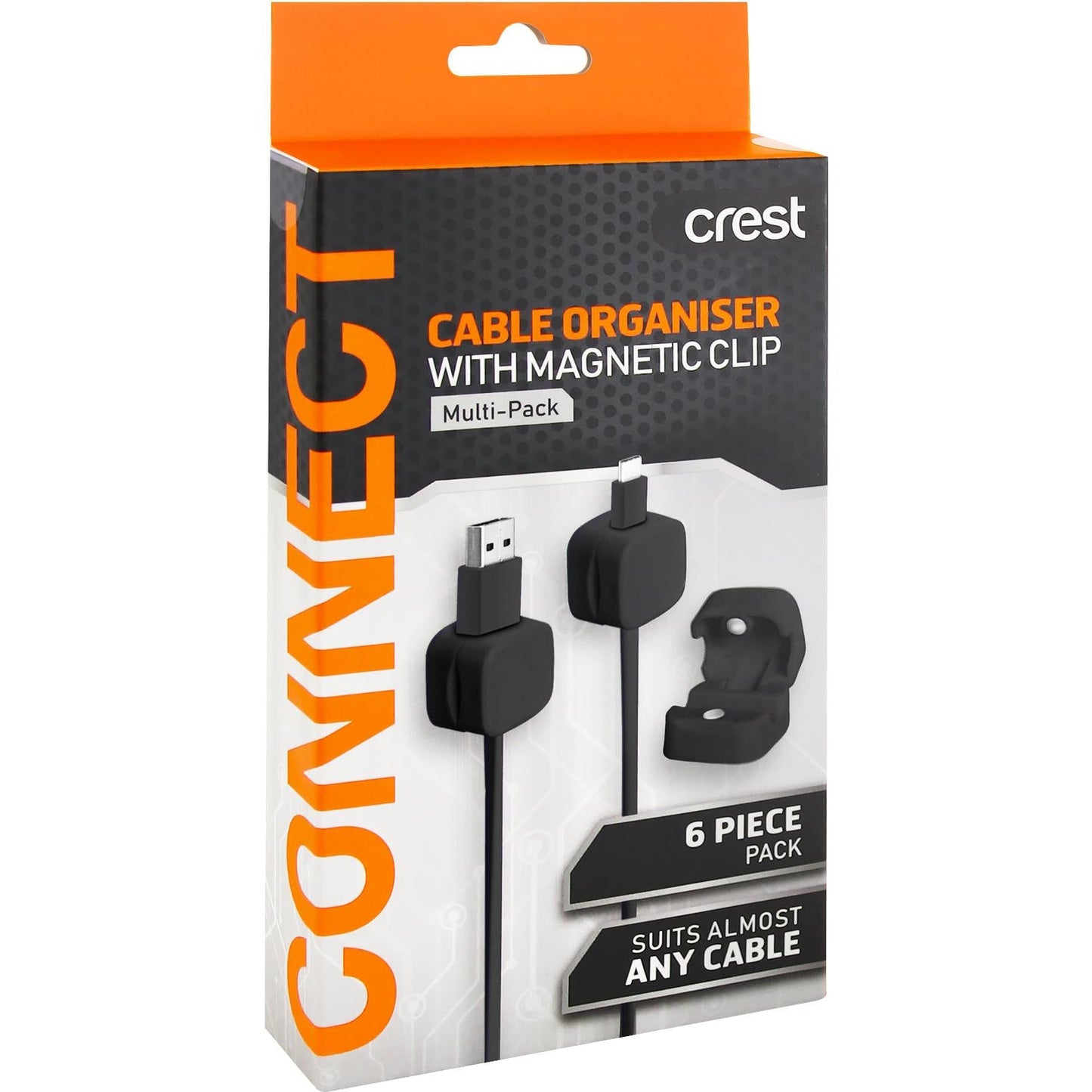 Crest Magnetic Cable Holders 6 Pack (Black)