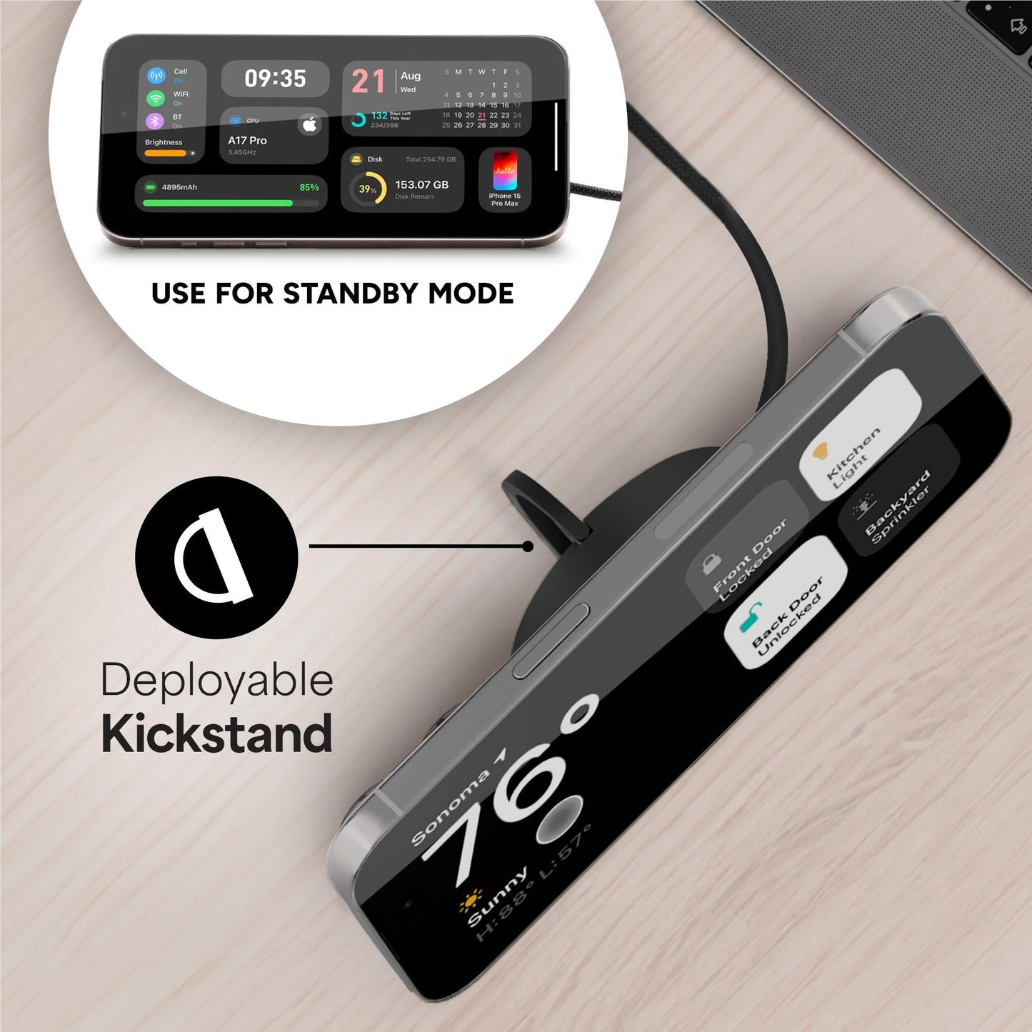 Mophie 15W Qi2 Wireless Charging Pad with Kickstand