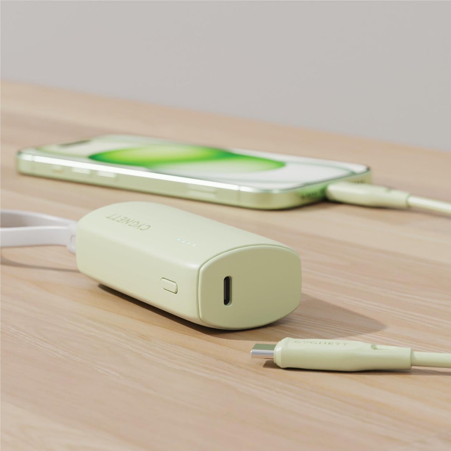 Cygnett Charge Connect 5K Power Bank with Integrated USB-C Cable (Green)