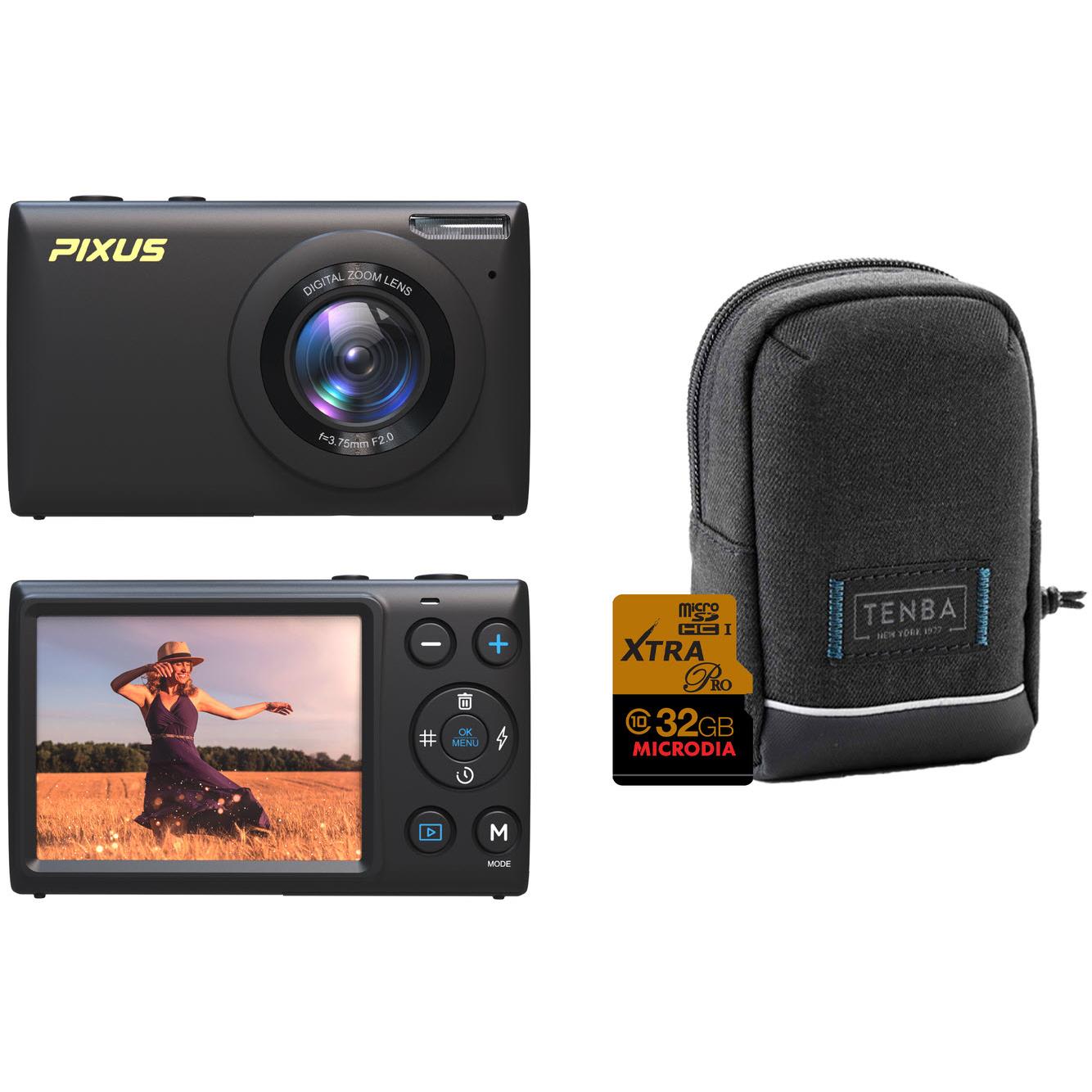 FireFly Pixus V1 Digital Compact Camera Kit with Pouch & SD Card (Black)