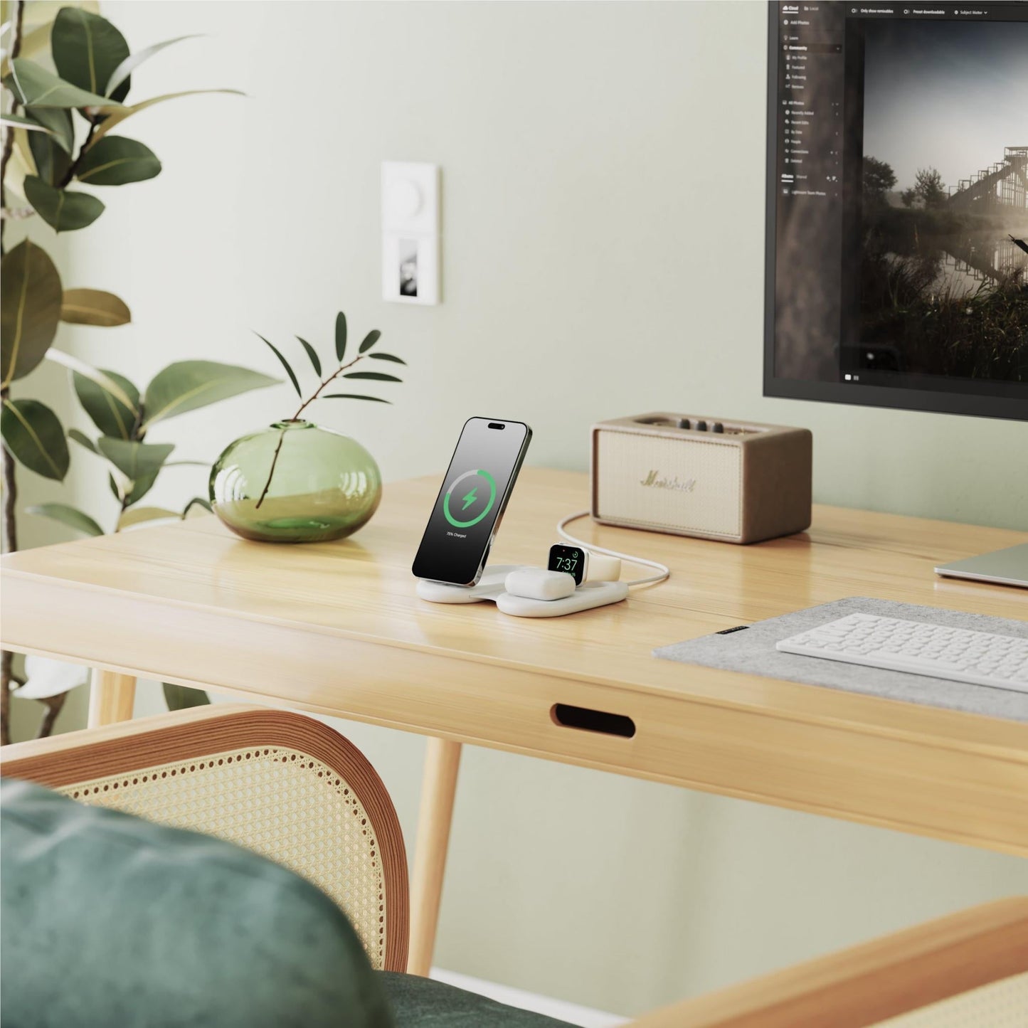 Alogic PackAway 3-in-1 Qi2 Wireless Charging Stand (White)