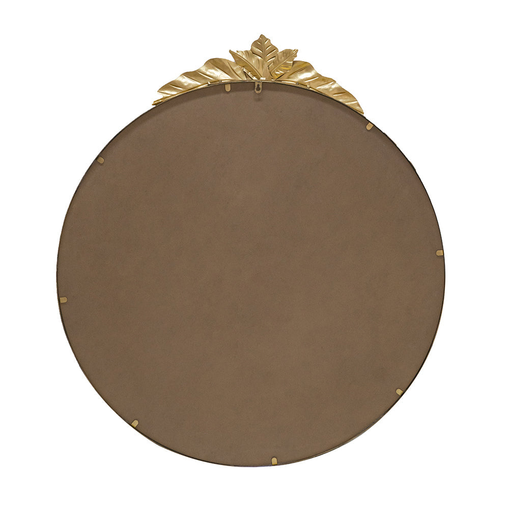 Large Round Wall Mirror with Gold Metal Frame