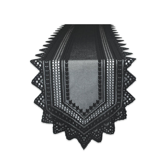 Black Nordic Lace Table Runner 14X72