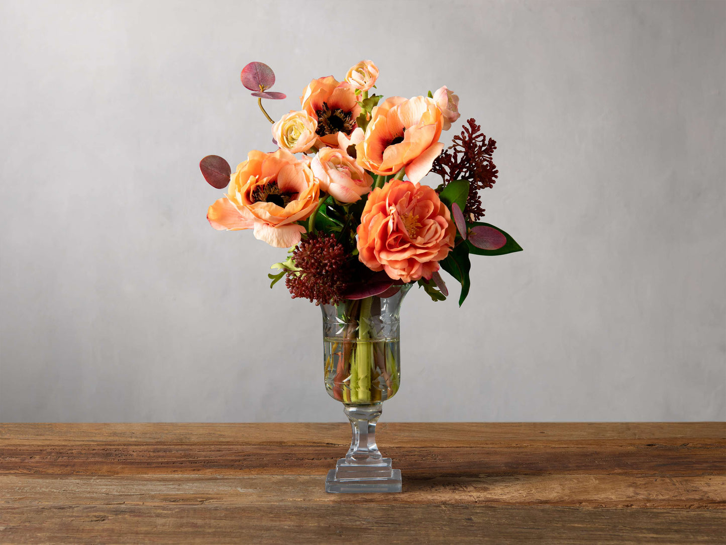 Faux Rich Floral Mix in Cut Glass Vase