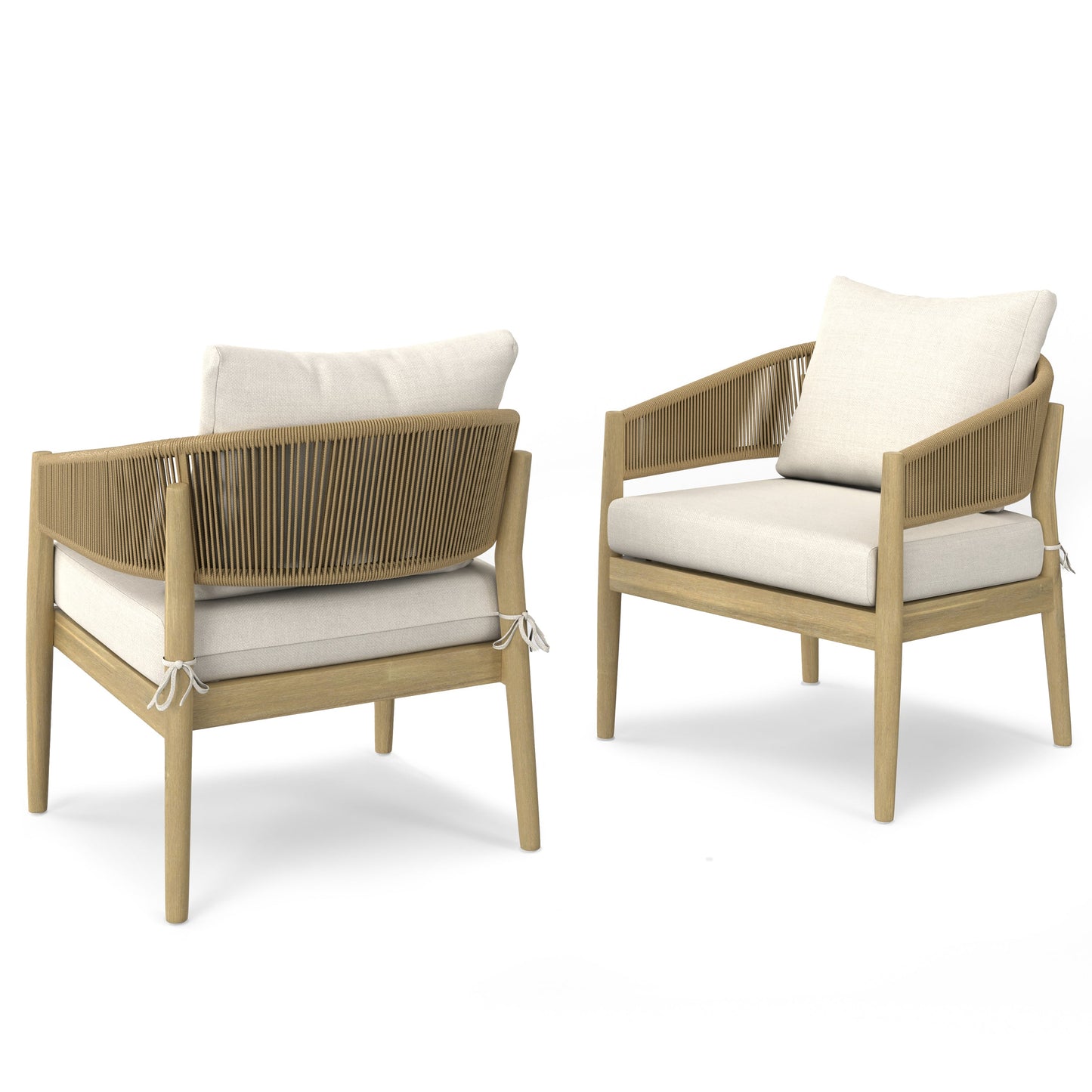 Outdoor Conversation Chair with Curved Back and Arm, Set of 2