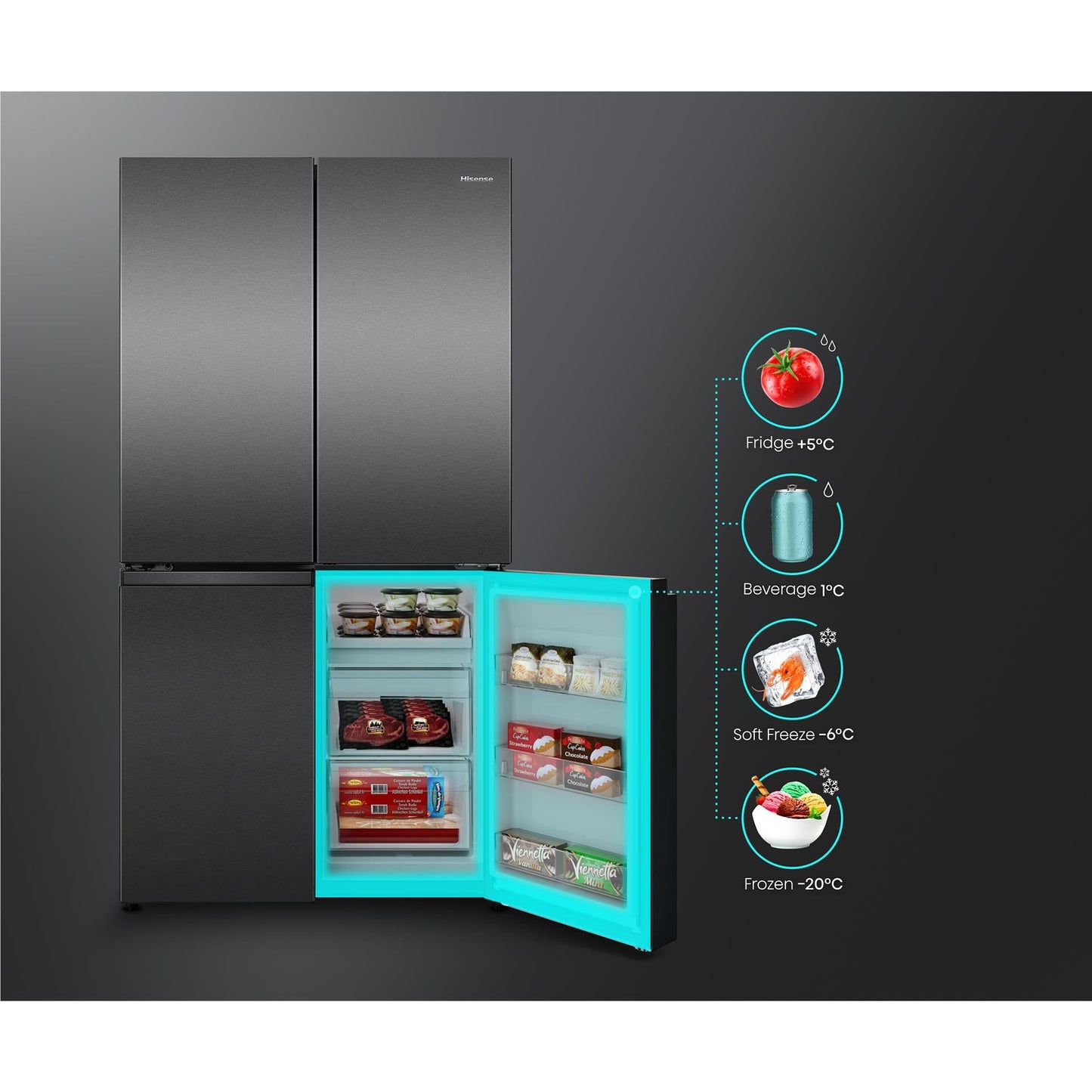 Hisense HRCD640TB 647L French Door Fridge (Dark Stainless Steel)