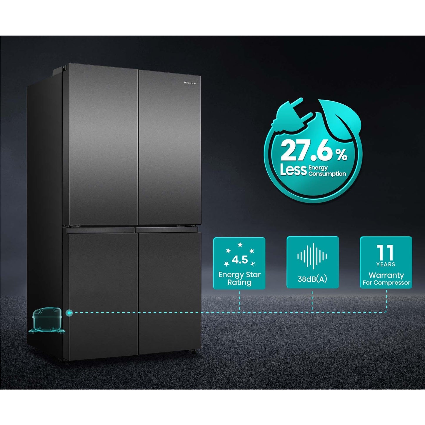 Hisense HRCD640TB 647L French Door Fridge (Dark Stainless Steel)
