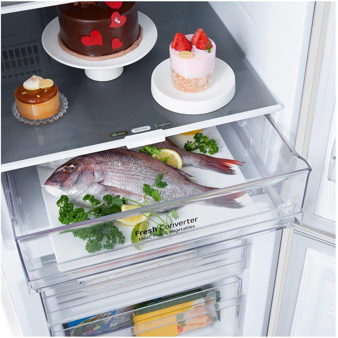 LG GB-B300WH 335L Bottom Mount Fridge (Matte White Finish)