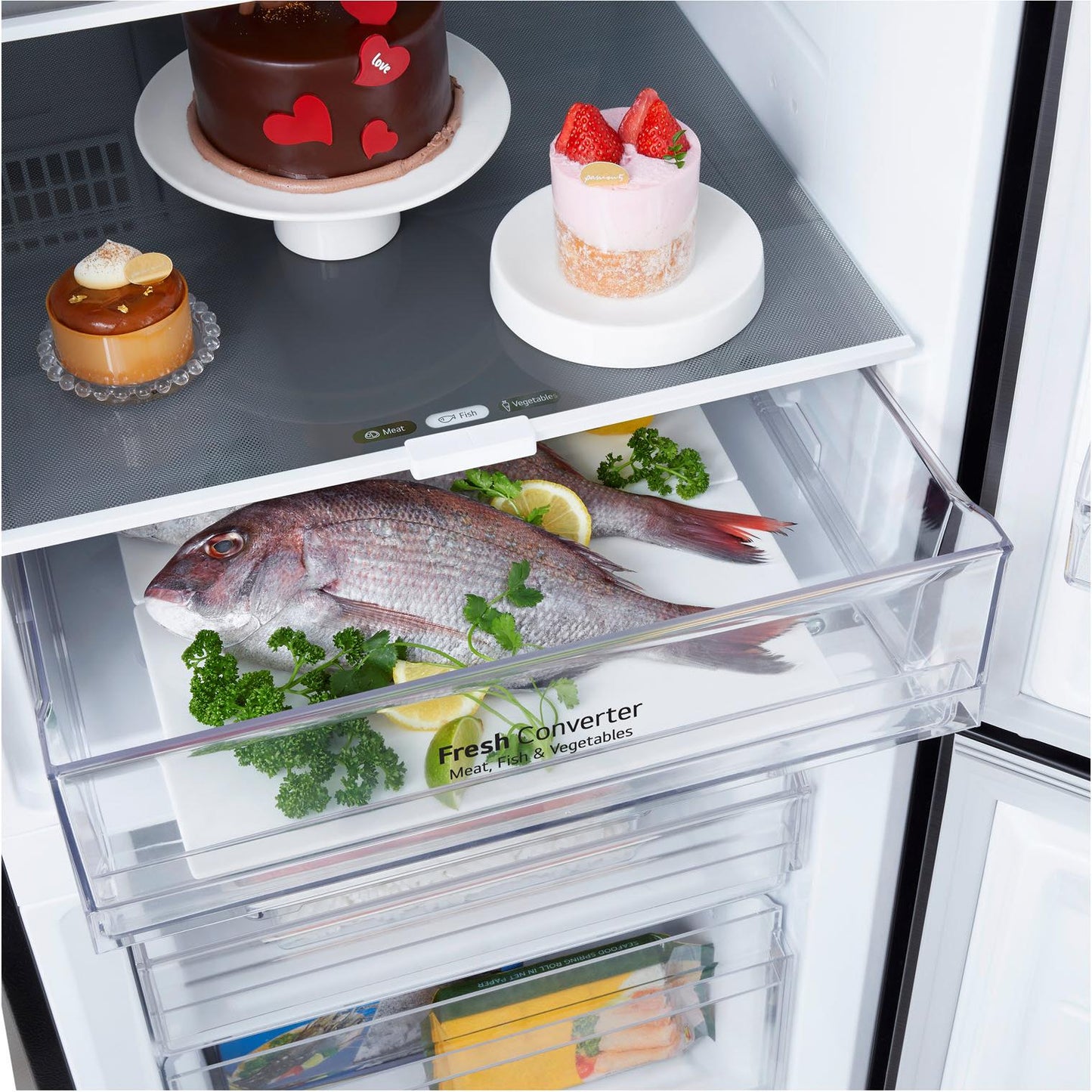 LG GB-W300MBL 332L Bottom Mount Fridge with Water Dispenser (Matte Black)