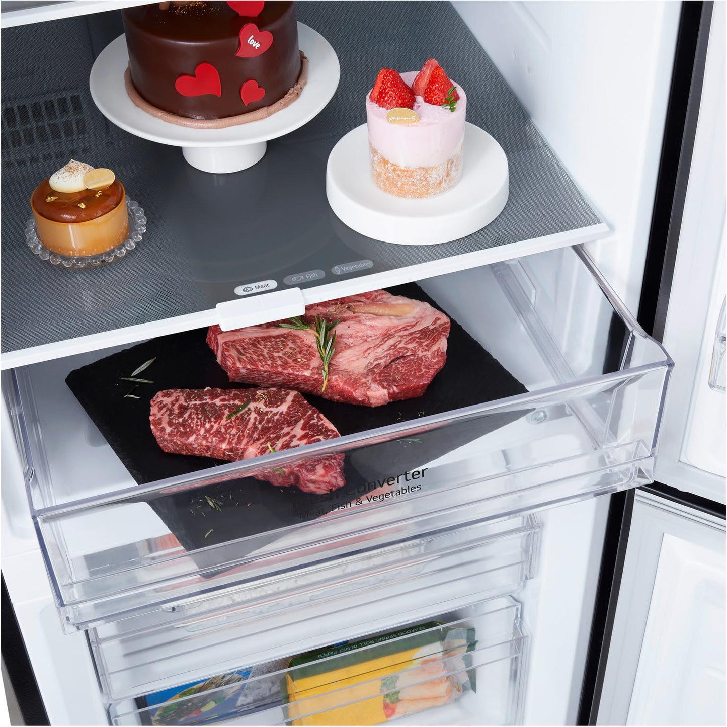 LG GB-W300MBL 332L Bottom Mount Fridge with Water Dispenser (Matte Black)