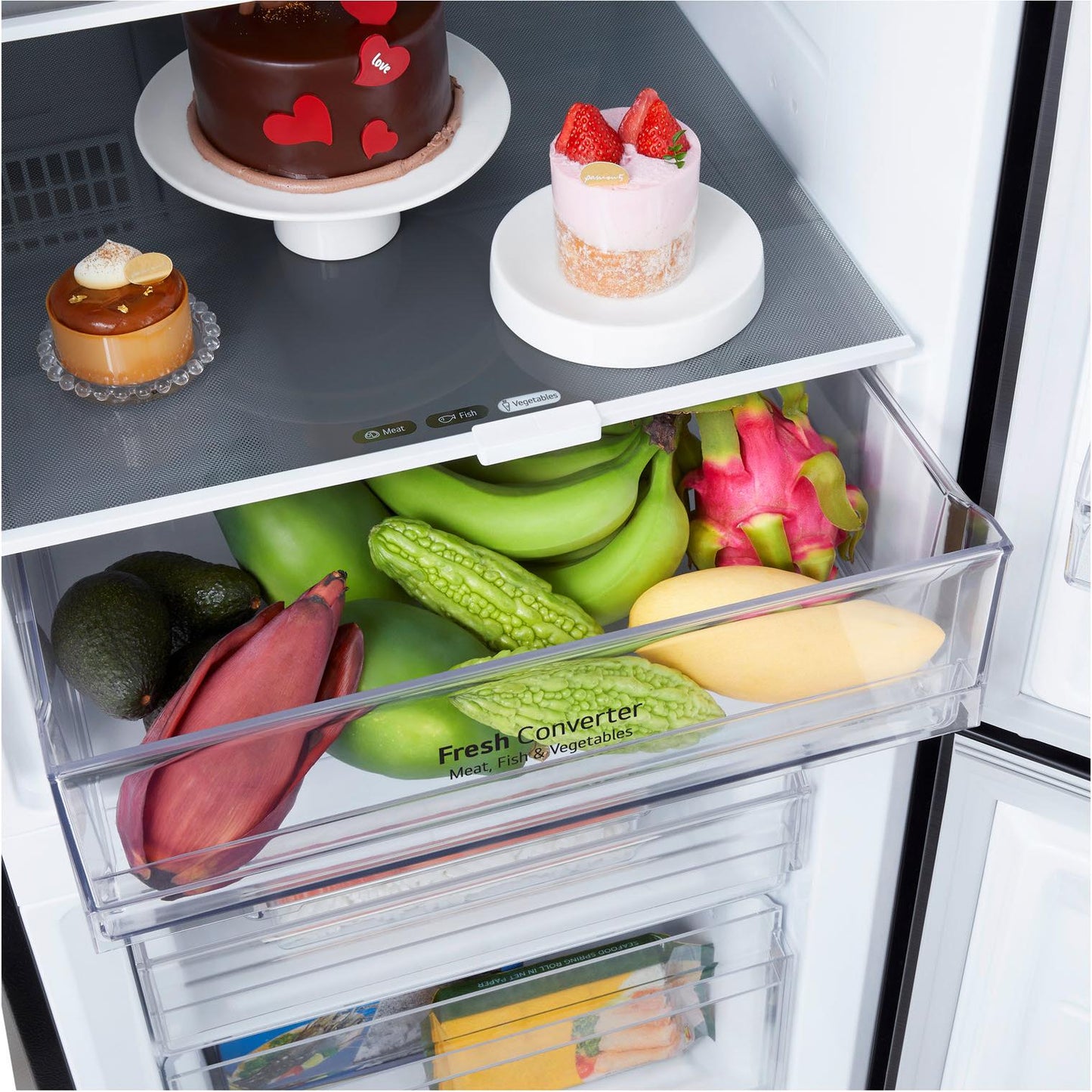 LG GB-W300MBL 332L Bottom Mount Fridge with Water Dispenser (Matte Black)