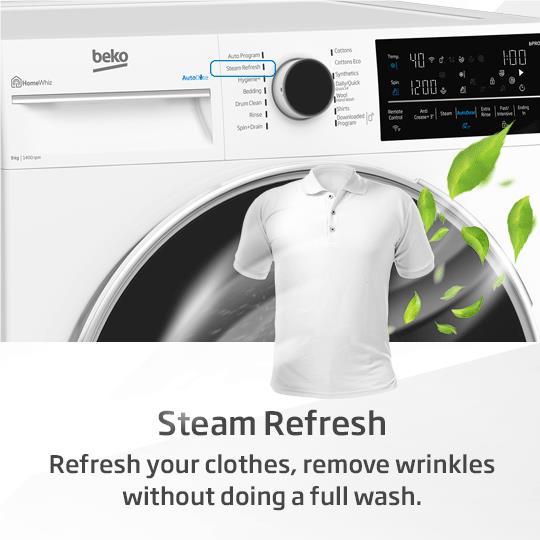 Beko BFLB1020W 10kg Connected Front Load Washing Machine with Steam (White)