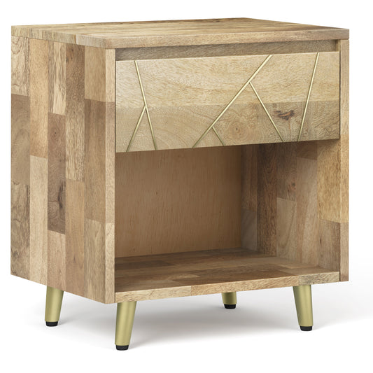 Graceful 1-Drawer Nightstand with Open Bottom Shelf and Metal Legs