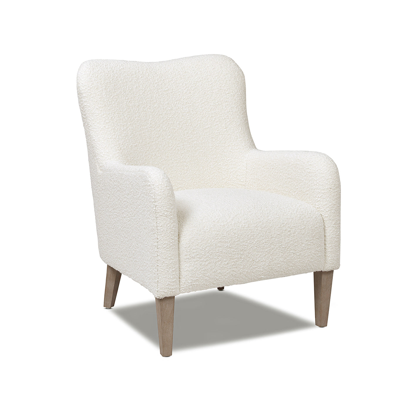 Upholstered Accent Chair with Curved Arms and Wood Legs