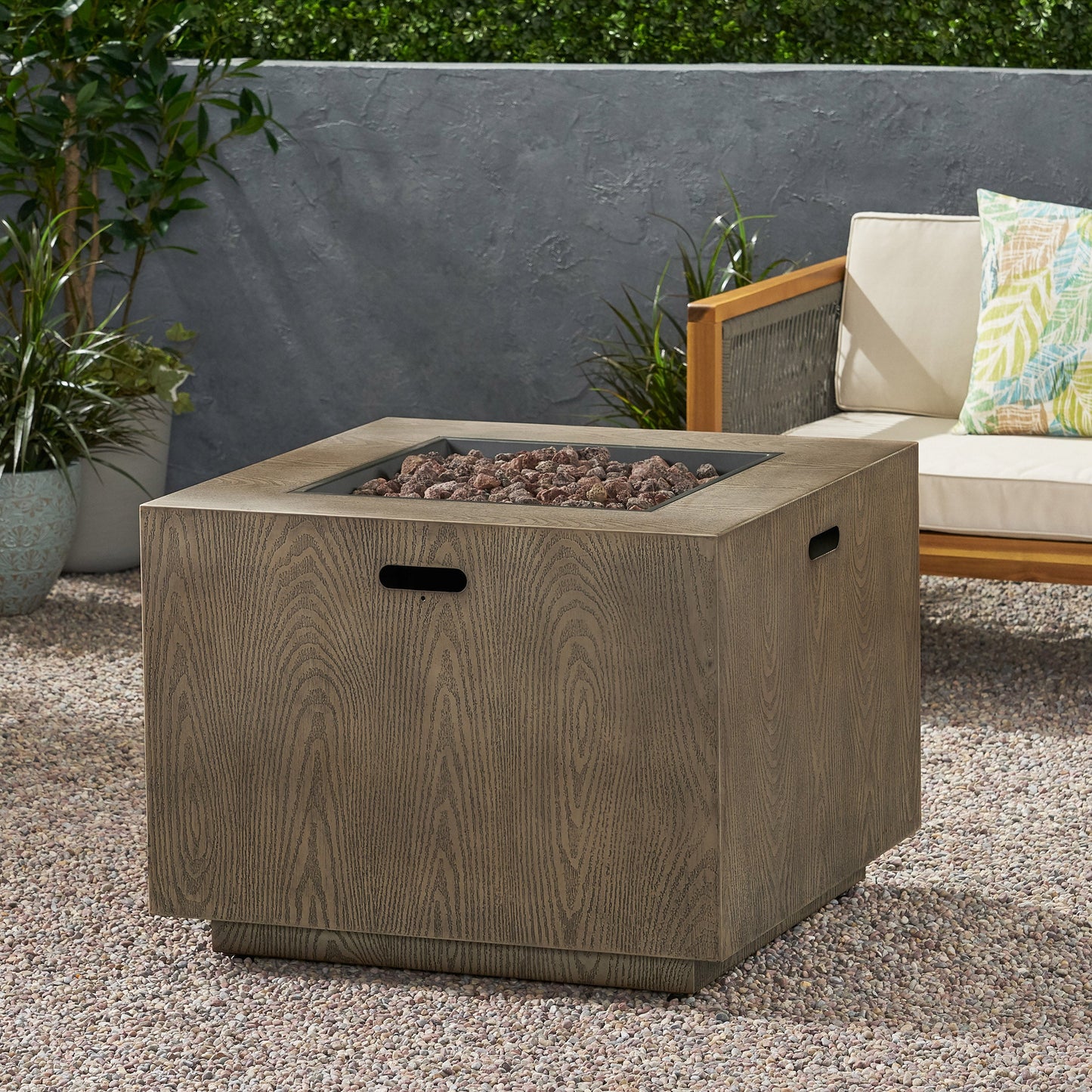 Outdoor Square Concrete Gas Burning Firepit