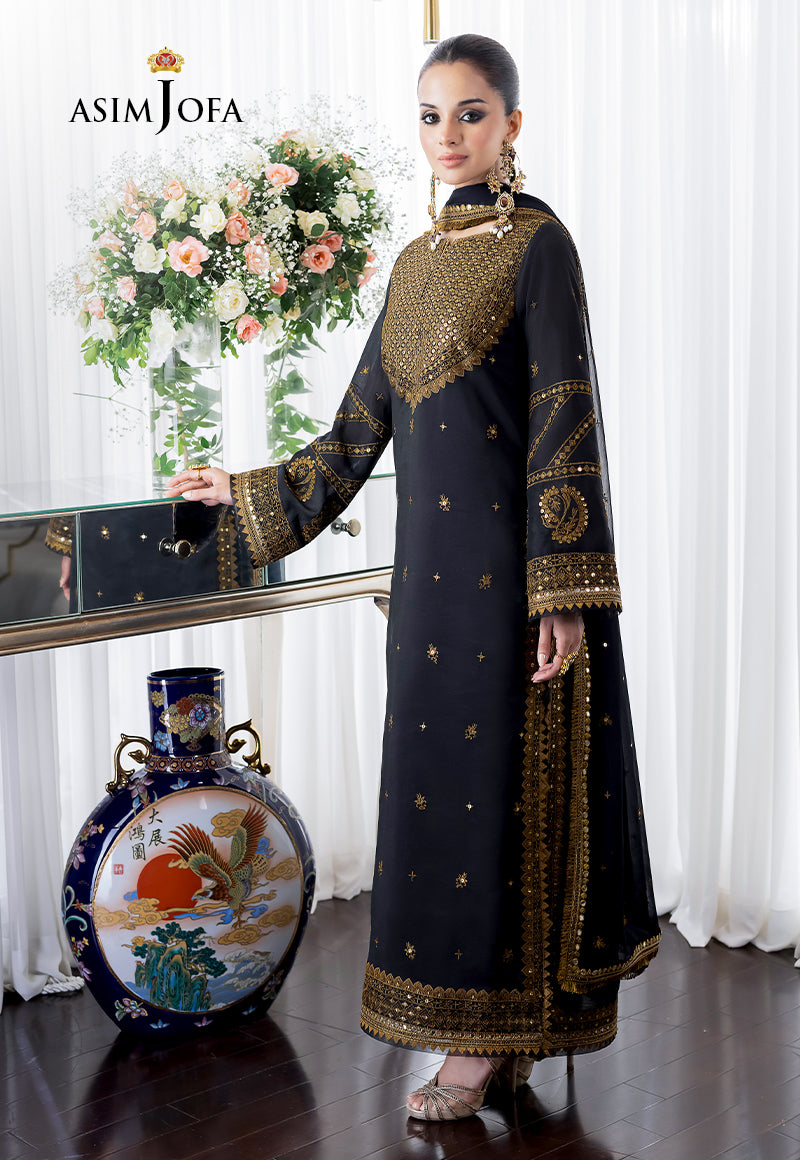 AJJM-14 EMBROIDERED CHANDERI COTTON 3 PCS
