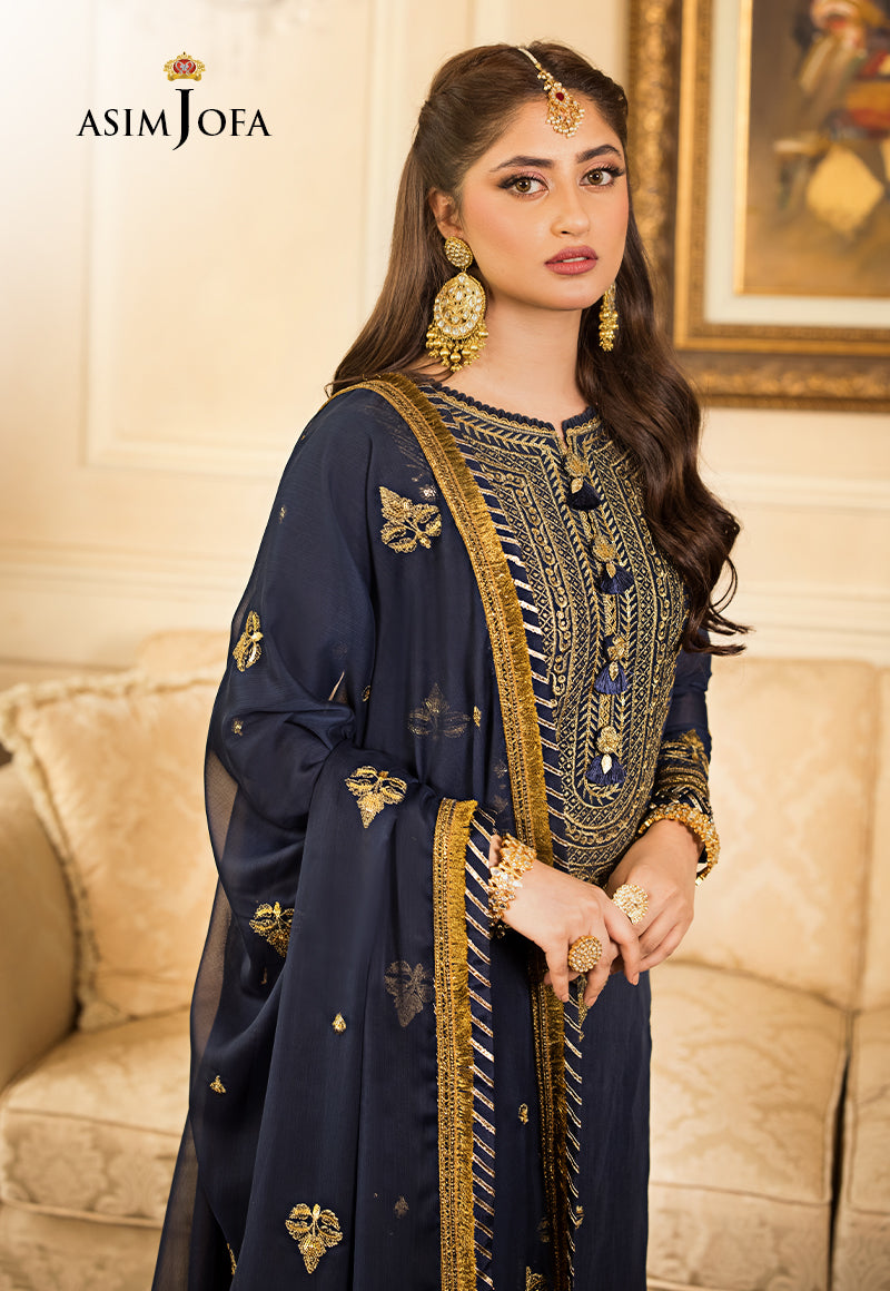 AJJM-05 EMBROIDERED PAPER COTTON , ORGANZA 3 PCS
