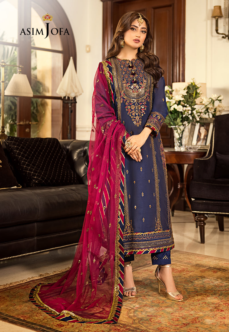 AJJM-17 EMBROIDERED PAPER COTTON , ORGANZA 3 PCS