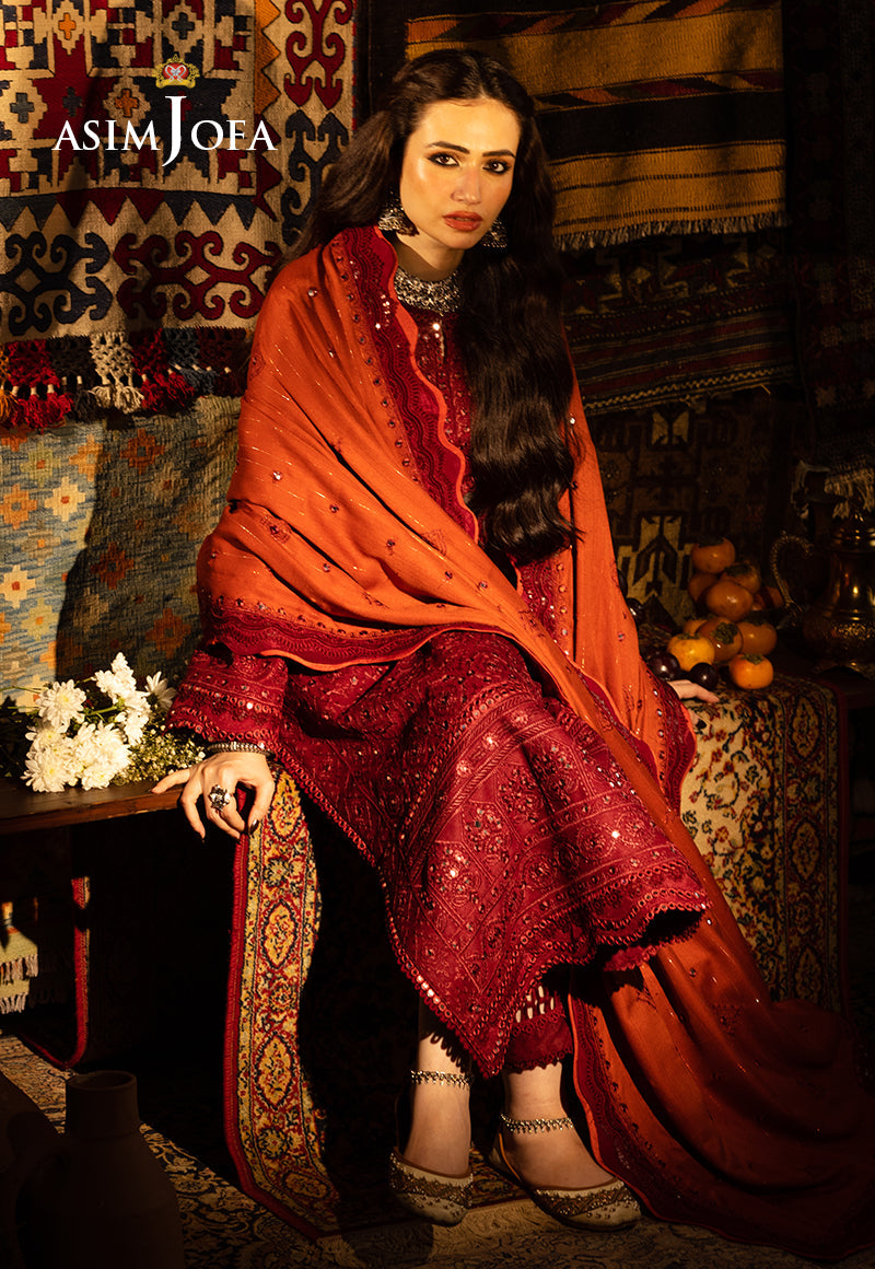 AJKTP-02 EMBROIDERED SELF TWILL 3 PCS STITCHED